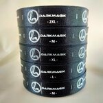 ป้ายคอเสื้อ เนื้อริบบิ้นซาติน 2.0 ซม. ริบบิ้นสีดำ 1 พิมพ์ขาว 5 ม้วน