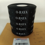 ป้ายคอเสื้อ เนื้อริบบิ้นซาติน 2.0 ซม. ริบบิ้นสีดำ 1 พิมพ์ขาว 5 ม้วน