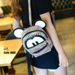 กระเป๋าสะพายผ้าใบ Mickey (ลายริ้ว)