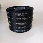 ป้ายคอเสื้อ เนื้อริบบิ้นซาติน 1.3 ซม. ริบบิ้นสีดำ 2 พิมพ์ ขาว 5 ม้วน