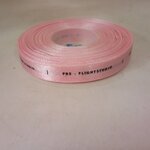 ป้ายคอเสื้อ เนื้อริบบิ้นซาติน 1.3 ซม. ริบบิ้นสีชมพู 64a พิมพ์ดำ 1 ม้วน