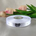 ป้ายคอเสื้อ เนื้อริบบิ้นซาติน 1.3 ซม. ริบบิ้นสีขาว 1 พิมพ์ดำ 1 ม้วน