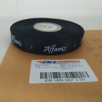 ป้ายคอเสื้อ เนื้อริบบิ้นซาติน 1.3 ซม. ริบบิ้นสีดำ 2 พิมพ์ ขาว 1 ม้วน