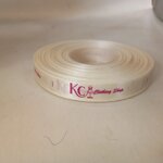 ป้ายคอเสื้อ เนื้อริบบิ้นซาติน 1.3 ซม. ริบบิ้นสีครีม S-2 พิมพ์ชมพู 1 ม้วน