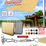 Leo ผ้าตาข่ายกรองแดด กันฝนปรอย สแลนตกแต่ง ม่านบังแดด ทรงสามเหลี่ยม Sunshade แถมฟรี ร่มพับ3ตอน