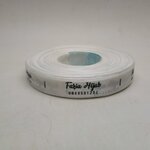 ป้ายคอเสื้อ เนื้อริบบิ้นซาติน 1.3 ซม. ริบบิ้นสีขาว 1 พิมพ์ดำ 1 ม้วน