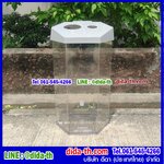 ถังขยะพลาสติก ใส หกเหลี่ยม 56 ลิตรฝา 2 ช่องทิ้ง