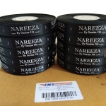 ป้ายคอเสื้อ เนื้อริบบิ้นซาติน 1.3 ซม. ริบบิ้นสีดำ 2 พิมพ์ ขาว 10 ม้วน