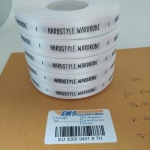 ป้ายคอเสื้อ เนื้อริบบิ้นซาติน 1.3 ซม. ริบบิ้นสีขาว 1 พิมพ์ดำ 5 ม้วน