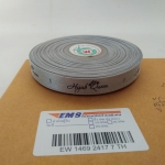 ป้ายคอเสื้อ เนื้อริบบิ้นซาติน 1.3 ซม. ริบบิ้นสีเทา 67 พิมพ์ดำ 1 ม้วน