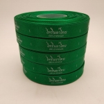 ป้ายคอเสื้อ เนื้อริบบิ้นซาติน 1.3 ซม. ริบบิ้นสีเขียว 36 พิมพ์ ขาว 5 ม้วน