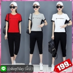 🔥 ชุดเซต (เสื้อ + กางเกง 5 ส่วน) เนื้อผ้าพริ้วลื่น ใส่สบาย