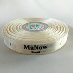 ป้ายคอเสื้อ เนื้อริบบิ้นซาติน 1.3 ซม. ริบบิ้นสีครีมs2 พิมพ์ดำ 1 ม้วน