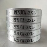 ป้ายคอเสื้อ เนื้อริบบิ้นซาติน 1.3 ซม. ริบบิ้นสีเทา พิมพ์ดำ 5 ม้วน