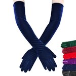 ถุงมือแบบยาวเลยศอก ถุงมือยาวสีดำ ถุงมือสีแดง ถุงมือสีม่วง ถุงมือสีกรมท่า ถุงมือสีเขียวเข้ม ผ้ากำมะหยี่ ยืดหยุ่นดี ยาว 54 ซม.แนะนำ 8 ขวบขึ้นไป