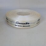 ป้ายคอเสื้อ เนื้อริบบิ้นซาติน 2 ซม. ริบบิ้นสีครีม S-2 พิมพ์ดำ 1 ม้วน