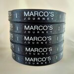 ป้ายคอเสื้อ เนื้อริบบิ้นซาติน 1.3 ซม. ริบบิ้นสีดำ 2 พิมพ์ ขาว 5 ม้วน