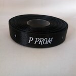 ป้ายคอเสื้อ เนื้อริบบิ้นซาติน 2.0 ซม. ริบบิ้นสีดำ 1 พิมพ์ขาว 1 ม้วน