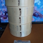 ป้ายคอเสื้อ เนื้อริบบิ้นซาติน 2.5 ซม. ริบบิ้นสีครีม s-2 พิมพ์น้ำตาล 5 ม้วน