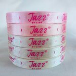 ป้ายคอเสื้อ เนื้อริบบิ้นซาติน 1.3 ซม. ริบบิ้นคละสี พิมพ์บานเย็น 5 ม้วน