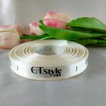 ป้ายคอเสื้อ เนื้อริบบิ้นซาติน 1.3 ซม. ริบบิ้นสีครีม S-2 พิมพ์ดำ 1 ม้วน