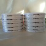 ป้ายคอเสื้อ เนื้อริบบิ้นซาติน 1.3 ซม. ริบบิ้นสีขาว 1 พิมพ์ดำ 10ม้วน