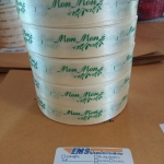 ป้ายคอเสื้อ เนื้อริบบิ้นซาติน 2 ซม. ริบบิ้นสีครีม S-2 พิมพ์เขียวอ่อน 5 ม้วน