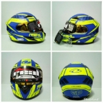 🔥หมวกกันน็อค REAL HORNET VIRAGO สีน้ำเงินเข้มด้านลายเหลือง ชิวปรอท