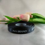 ป้ายคอเสื้อ เนื้อริบบิ้นซาติน 1.3 ซม. ริบบิ้นสีดำ 2 พิมพ์ ขาว 1 ม้วน