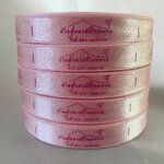ป้ายคอเสื้อ เนื้อริบบิ้นซาติน 1.3 ซม. ริบบิ้นสี64a พิมพ์ชมพู 5 ม้วน