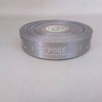 ป้ายคอเสื้อ เนื้อริบบิ้นซาติน 2.0 ซม. ริบบิ้นสีเทา 1 พิมพ์เทา 1 ม้วน