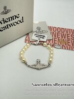 สีเงิน | (ori) VIVIENNE WESTWOOD MINI BAS RELIEF PEARL BRACELET งานสวย สร้อยข้อมือไข่มุก งาน 1:1 เทียบแท้ มีสายโซ่ปรับได้ อุปกรณ์ มีถุงกระดาษ ซอปซิปล็อค สำเนา