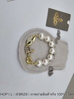 สีทอง | Vivienne Westwood Isoria pearl chocker ไข่มุกเม็ดใหญ่ จี้ตัสล็อคฝังเพชร พร้อมส่งในไทย มีอะไหล่เงิน ทอง