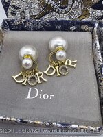 Dior Tribales Earrings ต่างหูทับหลังไข่มุก ห้อยจี้โลโก้ดิออ สีทอง งานสวย
