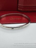 สีเงิน | กำไลข้อมือคาเทีย CARTIER LOGO BRACELET ขนาด 17 ซม. งานปั๊มโลโก้คาร์เทีย ติดเพชร 1 เม็ด มี 3 สีให้เลือก พร้อมส่งในไทย ไม่รวมกล่อง อุปกรณ์