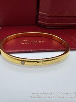 สีทอง | กำไลข้อมือคาเทีย CT LOGO BRACELET ขนาด 17 ซม. งานปั๊มโลโก้คาร์เทีย ติดเพชร 1 เม็ด มี 3 สีให้เลือก พร้อมส่งในไทย ไม่รวมกล่อง อุปกรณ์