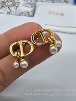 DIOR Earrings with Pearl ต่างหูตุ้มไข่มุก งานปัดเงา งานสแตนเลสแท้ สวยมาก ภาพถ่ายจริงของทางร้าน 100% ได้รับตรงตามแบบแน่นอน เกรด ออริ ปั๊ม ฟรีถุงกระดาษ ซองซิปล็อค