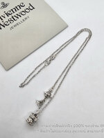 สร้อยคอผู้ชาย วิเวียน Vivienne Westwood จี้ทรงกล่อง สายโซ่อะไหล่สีเงิน รมดำ พร้อมจี้ดาวเสาร์ งานปั๊มแบรนด์ สวย สินค้าไม่รวมกล่อง อุปกรณ์