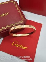 สีพิงค์โกลด์ | กำไลคาเทีย CARTIER LOVE BRACELET WITH DIAMONDS ขนาด 4/6 มม. สีเงิน ทอง พิงค์โกลด์ กำไลสลับเพชร รุ่น เลิฟ งานสวย ปั๊มด้า