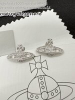 อะไหล่เงิน | [ออริ] Vivienne Westwood Mini Bas Relief Earrings ต่างหูวิเวียน รุ่นคลาสสิค นิยมมาก งานเทียบแท้ ไม่ลอกไม่ดำ พร้อมส่ง มีถุงกระดาษ ซองซิปล็อค