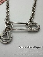 VIVIENNE WESTWOOD MAN. IMOGENE NECKLACE สร้อยคอสายโซ่ จี้เข็มกลัด อะไหล่สีเงิน งานปั๊มดีสุด 1:1 พร้อมส่งในไทย มาพร้อมถุง ความยาว 51 ซม. ทั้งเส้น ฟรีถุงกระดาษ