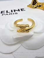 (ori) Celine Asymmetric Ring in Brass with Gold Finish แหวนซีลีน โลโก้ทรีออม อะไหล่สีทอง ตัวแหวนทำเป็นฟรีไซส์ ปรับระดับได้ ไม่รวมกล่อง มีถุงกระดาษ ซองซิปล็อค