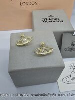 สีทอง | Vivienne Westwood Mini Bas Earrings ต่างหูวิวเวียน จี้ดาวเสาร์ รุ่นคลาสสิค ปั๊มแบรนด์ ด้านหลัง ราคาไม่แพง