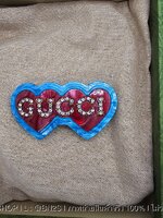 สีน้ำเงิน | Gucci Double heart resin hair clip