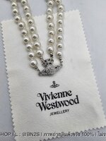 สีเงิน | Vivienne Westwood Graziella embellished choker สร้อยคอโชกเกอร์ ไข่มุกสองเส้น อะไหล่เงินทอง จี้ดาวเสาร์ระกบแม่เหล็ก