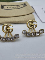 [ออริ] ต่างหู GUCCI GG SINGLE CRYSTAL DOUBLE G EARRING ต่างหูประดับคริสตัลกุชชี่ งานออริ อะไหล่ทองวินเทจ พร้อมส่งในไทย