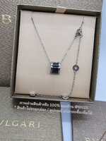 สีเงิน | Bulgari Save The Children Necklace สร้อยคอบูการี แบบเดียวกับลิซ่าใส่ จี้เซรามิสีดำ อะไหล่เงิน / พิงค์โกลด์ปรับสายได้ ไม่รวมกล่อง อุปกรณ์