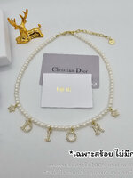 CD Pearl Crystal Star Logo Charm Necklace สร้อยคอไข่มุกประดับโลโก้ดิออ ไข่มุกจิ๋วเต็มเส้น พร้อมส่ง ภาพงานจริง 100% ไม่รวมกล่อง อุปกรณ์