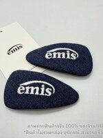 สีดำ | Emis New Logo Denim Wide Hairpin ที่หนีบผมอีมีส ผ้ายีนส์ตัวใหม่ ชนช๊อป มีให้เลือก 3 สีพร้อมส่งในไทย ไม่ต้องรอของนาน ขนาด 8x4 cm.