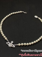 อะไหล่เงิน | [ORI] Vivienne Westwood Mini bas relief choker สร้อยคอไข่มุก สายถัก วิเวียน รุ่นยอดนิยม ปั๊มแบรนด์ งาน 1:1 พร้อมส่งในไทย ความยาว ~39 ซม. ปรับสั้น-ยาว ไม่ได้ ปรับได้อีกลิงค์คะ มีถุงผ้า ซองซิปล็อค